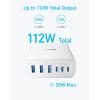 imageAnker Desktop Charger Fast Charging USB C Charger 112W Max 6Port Charging Station for iPhone17 iPad MacBook Samsung and More Cable Not IncludedWhite