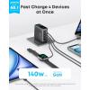 imageAnker Laptop Charger 140W MAX USB C Charger 4Port MultiDevice Fast Charging Advanced GaN Power Adapter Intuitive Touch Controls for MacBook iPhone 1716 Series Samsung Galaxy Pixel and MoreDark Gray