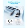 imageAnker Zolo USB to USB C Cable Seamless CarPlay Connesction Durable and Braided Type C Cable Premium Look with Slim Connector for iPhone 1716 Series iPad Pro and More Black 33FTBlack
