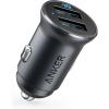 imageAnker 320 Car Charger 24W II Mini Aluminum Alloy Dual USB with Blue LED for iPhone16 15 14 13 12 Series iPad ProAir 2Mini Galaxy and More  Not Compatible with Quick Charge Black