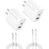 imageAnker iPhone 1716 Charger 2Pack 20W Fast USB C Charger Block for iPhone 1616 Pro Max15 SeriesiPad Pro and More Black 2 Pack ampamp 2 CableWhite