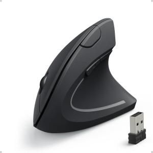 imageAnker 24G Wireless Vertical Ergonomic Optical Mouse for Work MultiDevice Connectivity 8001200 1600 DPI 5 Buttons for Laptop Desktop PC MacBook  Black