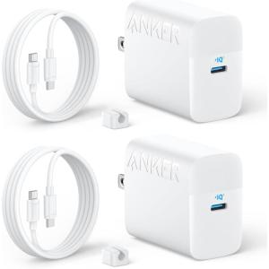 imageAnker 45W USB C Charger Block PPS Fast Charger with USBC Cable for iPhone 1716 and More Series iPad Galaxy S24 Ultra 2Pack 5 ft Cable IncludedWhite