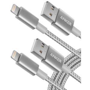 imageAnker 6 ft Premium DoubleBraided Nylon Lightning Cable Apple MFi Certified for iPhone Chargers iPhone X88 Plus77 Plus66 Plus5s iPad iPad mini and More BlackSilver