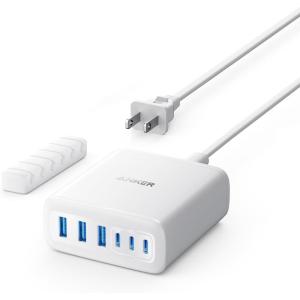 imageAnker Desktop Charger Fast Charging USB C Charger 112W Max 6Port Charging Station for iPhone17 iPad MacBook Samsung and More Cable Not IncludedWhite