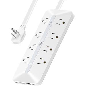 imageAnker Flat Plug Power Strip 12in1 USBC Power Strip with 8 AC Outlets 2 USBC 2 USBA Ports 5feet Extension Cord Slim Desk Charging Station 900J Surge Protection 35W Max for Home OfficeWhite