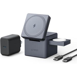 imageAnker MagSafe Charger Stand iPhone 16 Wireless Charger 3in1 Cube with MagSafe 15W Foldable Fast Charging Stand For iPhone 16151413 Apple Watch 18Ultra AirPods 30W USBC Charger Included