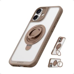 imageAnker Magnetic Ring Stand for iPhone 16 Pro Max Case Silicone Finger Ring Grip Stand Holder Military Grade Drop Tested Compatible with MagSafe Built in Kickstand Soft Edge AntiFingerprint PinkRose Gold