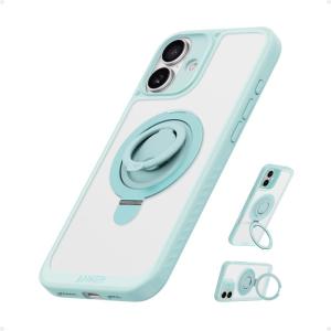 imageAnker Magnetic Ring Stand for iPhone 16 Pro Max Case Silicone Finger Ring Grip Stand Holder Military Grade Drop Tested Compatible with MagSafe Built in Kickstand Soft Edge AntiFingerprint PinkGreen