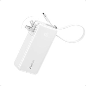 imageAnker Nano 3in1 Power Bank Foldable AC Plug 10000mAh 30W TwoWay Fast Charging Builtin Lightning Cable Not for iPhone 1615 Series Compatible with iPhone 14 Series AirPods and MoreType C CableWhite