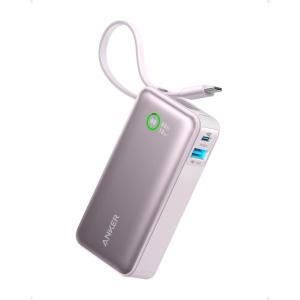 imageAnker Nano Power Bank 10000mAh Portable Charger with Builtin USBC Cable 30W Recharging 30W Max Output with USBCampampA for iPhone 1615 Series MacBook Galaxy AirPods and Morewith cableLilac purple