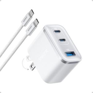 imageAnker Nano USB C Charger Block UltraFast 70W Output 3Port Type C Charger Fast Charging Compact and Stylish for iPhone 1716 Series MacBook iPad Pixel Galaxy and MoreBlack Cable IncludedWhite