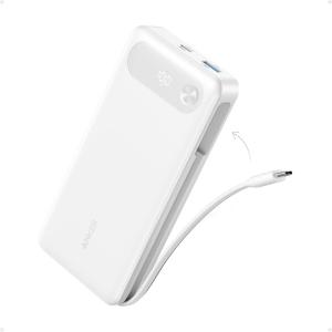 imageAnker Power Bank 20000mAh Travel Essential Portable Charger with Builtin USBC Cable 3Port 87W Max Fast Charging Battery Pack for MacBook iPhone 1615 Series Samsung Switch and MoreWhite