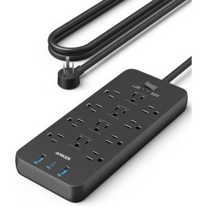 imageAnker Power Strip Surge Protector 2100J 12 Outlets with 2 USB A and 1 USB C Port for Multiple Devices 5ft Extension Cord 20W Power Delivery Charging for Home Office Dorm Essential TUV ListedBlack