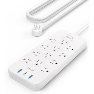 imageAnker Power Strip Surge Protector 2100J 12 Outlets with 2 USB A and 1 USB C Port for Multiple Devices 5ft Extension Cord 20W Power Delivery Charging for Home Office Dorm Essential TUV ListedWhite