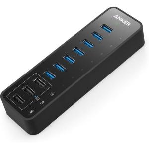 imageAnker Powered USB Hub for Laptop 7 Ports USB 30 Data Hub with 36W Power Adapter and BC 12 Charging Port for iPhone 76s Plus iPad Air 2 Galaxy S Series Note Series Mac PC USBFlash Drives10 Ports