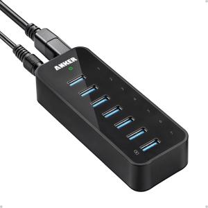 imageAnker Powered USB Hub for Laptop 7 Ports USB 30 Data Hub with 36W Power Adapter and BC 12 Charging Port for iPhone 76s Plus iPad Air 2 Galaxy S Series Note Series Mac PC USBFlash Drives7 Ports