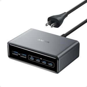 imageAnker Prime Charger 200W 6Port GaN Charging Station USBC PD Fast Charging Desktop Charger Compatible with iPhone Samsung MacBook Dell and More