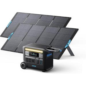 imageAnker SOLIX F2000 Portable Power Station PowerHouse 767 and 760 Expansion Battery with 200W Solar Panel 4096Wh LiFePO4 Battery with 4 AC Outlets Up to 2400W for Home Outdoor Camping RVAnker SOLIX F20002400W Solar Panel