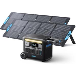 imageAnker SOLIX F2000 Solar Generator 2048Wh Portable Power Station with LiFePO4 Batteries and 2 200W Solar Panel GaNPrime Technology 4 AC Outlets Up to 2400W for Home Power Outages Camping and RVsAnker SOLIX F20002200W Solar Panel