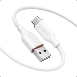 imageAnker Type C Cable USB A to USB C Flow Cord Fast Charging for iPhone 17 16 or Max Plus and More 6FT BlackWhite