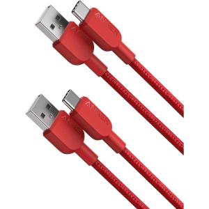 imageAnker USB A to USB C Cable Charger Cord 2 Pack 6FT for iPhone 17 SeriesSamsung Galaxy Note 10S10 S10 LG V30 BlackRed