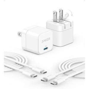imageAnker USB C Charger Block with USBC Cable 20W Charger Block for iPhone 1716 and More Series Galaxy Pixel iPad ProAirMini Series Pack of 2