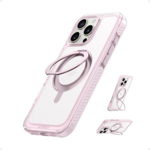 imageAnker Ultra Magnetic for iPhone 16 Pro Max Case with Sturdy 360 Ring Stand MilitaryGrade Shockproof iPhone 16 Pro Max Kickstand Compatible with MagSafeBlackClear Pink
