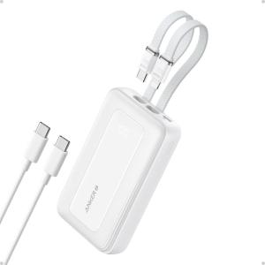 imageAnker Zolo Power Bank 10000mAh 30W Max Fast Portable Charger with Builtin USBC and MFi Certified Lightning Cables USBCampampA Battery Pack for iPhone 1615 Series MacBook GalaxyWhite