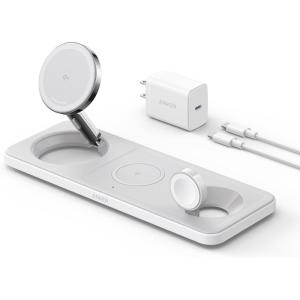 imageAnker iPhone 16 Foldable 3in1 Wireless Charging Station Qi2 Certified 15W UltraFast MagSafeCompatible Wireless Charger for iPhone 1514 Series AirPods Apple Watch USBC Charger IncludedWhite