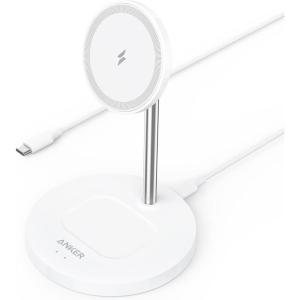 imageAnker iPhone 16 Wireless Charging Stand PowerWave 2in1 Magnetic Stand Lite with USBC Cable for iPhone 1616 Pro16 Plus16 Pro Max151413 Series AirPods 2Pro No AC AdapterWhite