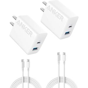 imageAnker iPhone 1716 Charger 2Pack 20W Fast USB C Charger Block for iPhone 1616 Pro Max15 SeriesiPad Pro and More Black 2 Pack ampamp 2 CableWhite