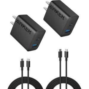 imageAnker iPhone 1716 Charger 2Pack 20W Fast USB C Charger Block for iPhone 1616 Pro Max15 SeriesiPad Pro and More Black 2 Pack ampamp 2 Cableblack
