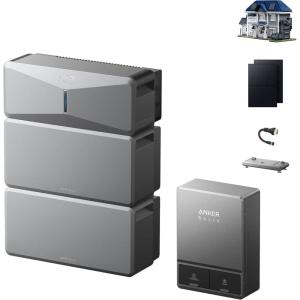 imageAnker SOLIX E10 with 2x 440W Solar Panel Smart Inlet Box and Extra Battery 12kWh Expandable to 90kWh 10kW Turbo Output Manual Backup Reduce Bills NEMA 4 amp 3R