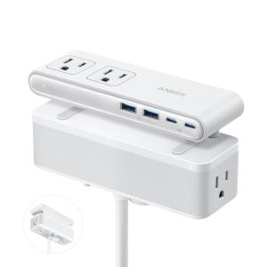 imageAnker Nano Power Strip Desk Clamp with 1500J Surge Protector 5ft Extension Cord 70W Max Gaming Desk Accessories 6 AC 2 USB A 2 USB C Home Office Essentials Fit 0618 Tabletop EdgeWhite