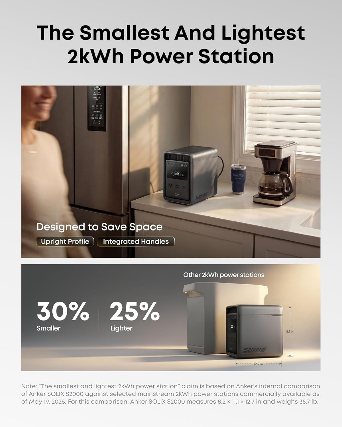 image:imageAnker SOLIX S2000 Portable Power Station 1500W Solar Generator for Home Use Up to 35Hr Fridge Backup 2010Wh LFP Battery for Emergencies Power Outages Camping Solar Panel Optional400W Solar PanelSOLIX S2000