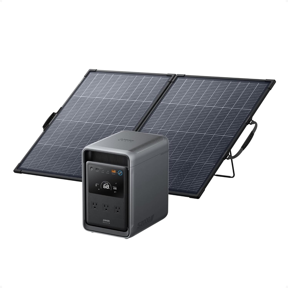 image:imageAnker SOLIX S2000 Portable Power Station 1500W Solar Generator for Home Use Up to 35Hr Fridge Backup 2010Wh LFP Battery for Emergencies Power Outages Camping Solar Panel Optional200W Bifacial Solar PanelSOLIX S2000