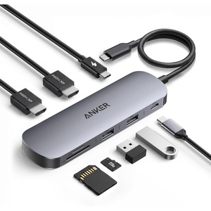 image:imageAnker Nano Laptop Docking Station Dual Monitor 8in1 USB C Dock with 4K60Hz HDMI 10Gbps 1 USBC 2 USBA 85W PD SDTF Card Reader for DellLenovo HP and Windows Laptops Charger Not Included